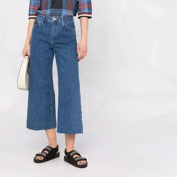 Frame Jeans Womens 27 High‎ Rise Wide Crop Pants Boho Blue - Picture 1 of 9